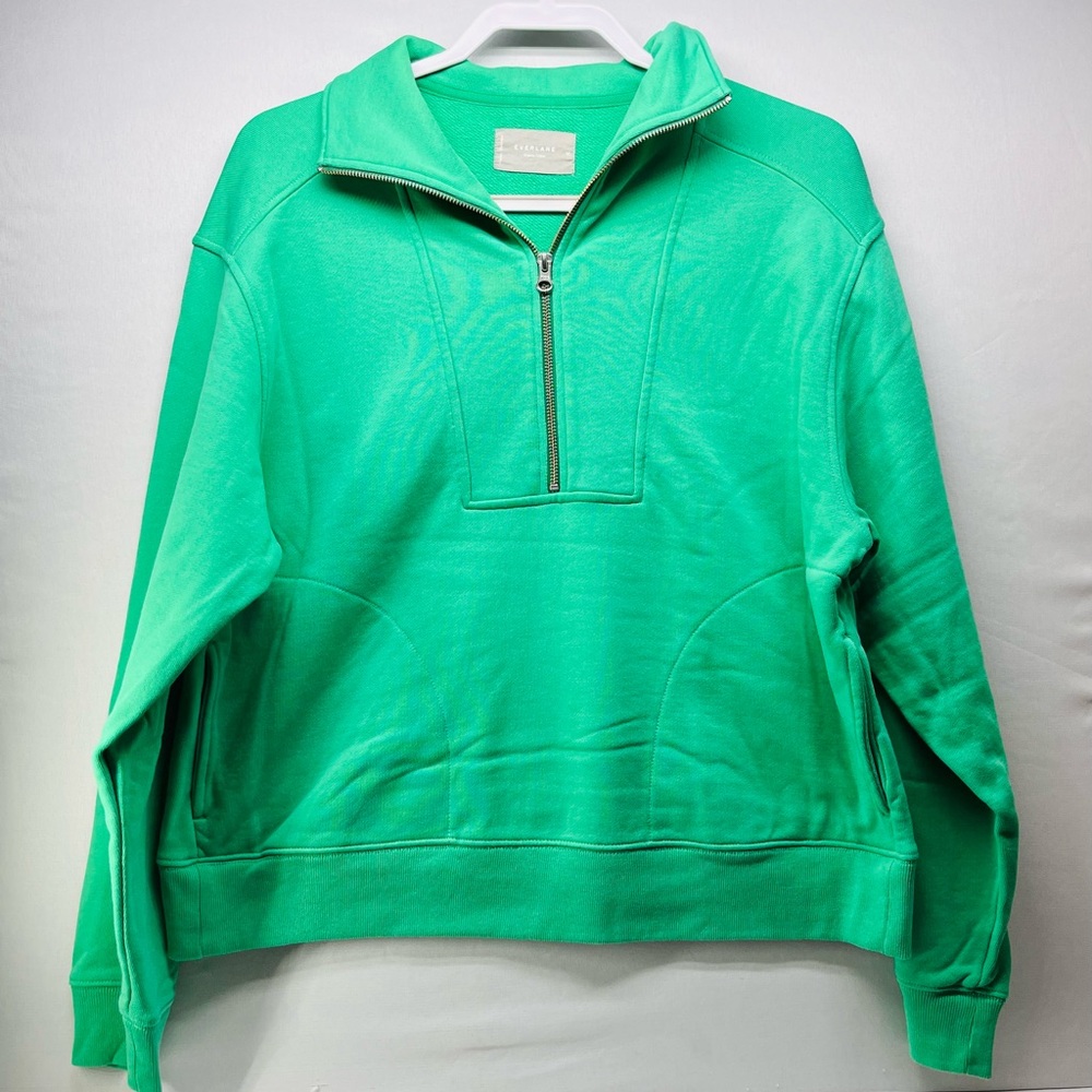 Everlane Men's Zip-Up Sweater in Vibrant Green